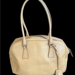 Prada Cream Leather Shoulder Bag